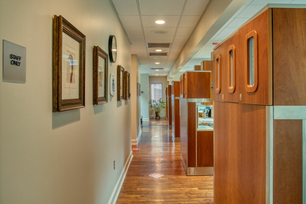 An interior corridor at Brooklane Family Dental