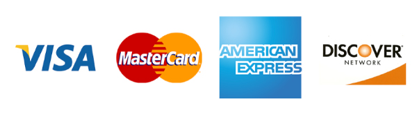 Credit cards accepted: Visa, MasterCard, American Express, and Discover